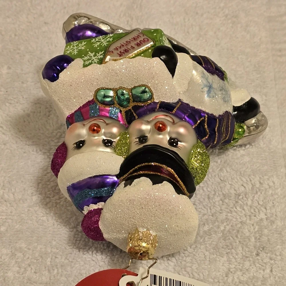 New Radko 1018873 Skating Snowman Couple Our‎ First Christmas Ornament